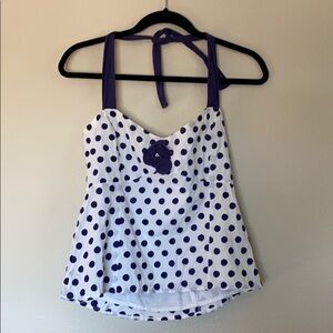 Anthropologie Odille halter tank womens eight 8 polka dot top flower